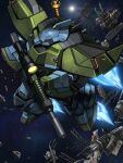  artist_request beam_rifle debris energy_gun gundam gundam_f90 gundam_f91_formula_report_0122 gundam_perfect_file highres holding holding_energy_gun holding_weapon mecha mecha_focus mobile_suit nebula neo_zeon no_humans official_art one-eyed_mecha realistic rf_gelgoog robot science_fiction scope solo space star_(sky) thrusters weapon yellow_eyes zero_gravity 