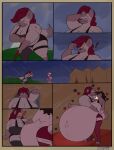 2023 anthro belly big_belly breasts brown_heart character_request cleavage clothed clothed_anthro clothed_female clothing colored comic duo_focus fantasy farming female female_anthro fur gnoll grey_body grey_fur group hair heart_reaction hi_res huge_belly hyena hyper hyper_belly hyper_pregnancy intraspecies male male/female male_anthro mammal markings muscular muscular_anthro muscular_female navel outie_navel partially_clothed partially_clothed_anthro partially_clothed_male pregnant pregnant_anthro pregnant_male raining red_hair romantic romantic_couple shaking_head sheepie_(artist) spots spotted_body spotted_fur tent topless topless_anthro topless_male trio wet wiping_forehead