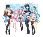  5girls :d absurdres ace_(playing_card) ace_of_clubs ace_of_diamonds animal_collar animal_ears ankle_boots arm_behind_head arm_pouch arm_up armband artist_request asymmetrical_sidelocks ayase_yuu bare_shoulders belt belt_buckle black_belt black_boots black_bow black_bra black_choker black_gloves black_hair black_hat black_jacket black_necktie black_panties black_shorts black_shrug black_thighhighs blonde_hair blonde_streaks blue_bra blue_eyes blue_hair blue_ribbon blue_sky blue_streaks boots border bow bow_legwear bow_shorts bowtie bra braid breasts brocade buckle card checkered_belt checkered_clothes checkered_flag choker cleavage_cutout closed_mouth closed_umbrella clothing_cutout cloud club_(shape) collar collared_shirt colored_inner_hair commentary_request confetti criss-cross_halter crop_top cropped_jacket cross cross_earrings diamond_(shape) dice dog_ears dog_girl dog_tail dress_shirt earrings elbow_gloves fairy fairy_wings fake_animal_ears fingerless_gloves fins fish_boy flag flower_tattoo footwear_bow from_side front_slit frown garter_straps gloves gradient_hair gradient_thighhighs gram_pico green_belt green_thighhighs h2osakana hair_bow hair_intakes hair_ornament hair_ribbon half-closed_eyes half_gloves halterneck hand_in_own_hair hand_on_own_hip hat head_fins heart heterochromia high_heel_boots high_heels high_ponytail highres holding holding_flag jacket jacket_partially_removed jewelry kaminari_clara kannagi_loki key_ring kokoromo_memory leaning_on_object leg_warmers leg_wrap lens_flare long_hair long_sidelocks long_sleeves looking_at_viewer medium_hair micro_shorts microskirt midriff mini_hat mini_top_hat multicolored_gloves multicolored_hair multicolored_jacket multiple_girls navel necktie o-ring o-ring_thigh_strap off_shoulder official_alternate_costume official_art open_mouth orange_jacket outside_border panties panty_straps paw_hair_ornament paw_print_ornament phase_connect phase_kaleido pink_armband pink_bow pink_bowtie pink_collar pink_eyes pink_gloves pink_hair pink_lips pink_ribbon pink_shoes pink_shrug pink_visor_cap pink_wings playing_card pleated_skirt ponytail purple_bow purple_streaks rabbit_ears race_queen red_eyes red_hair red_thighhighs ribbon second-party_source see-through_cleavage see-through_clothes see-through_thighhighs shadow shirt shoes shorts shrug_(clothing) sidelocks single_ankle_boot single_earring single_garter_strap single_thigh_boot single_thighhigh skin_tight skindentation skirt skirt_bow sky sleeveless smile standing stomach_tattoo strapless streaked_hair striped_bow suit_jacket tail tassel tassel_hair_ornament tattoo thigh_boots thigh_strap thighhighs top_hat transparent_wings tube_top twin_braids two-tone_gloves umbrella underbust underwear unicorn_hair_ornament v very_long_hair visor_cap white_border white_bra white_gloves white_hair white_leg_warmers white_shirt white_shorts white_shrug white_tail wings yellow_eyes zipper zipper_footwear 