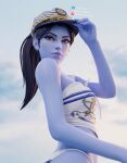  1girl 3d highres lyashu overwatch sailor self-upload solo swimsuit widowmaker_(overwatch) 