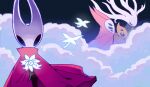 4_eyes 6_eyes absurd_res anniversary anthro antlers arthropod bioluminescence clothed clothing cloud daughter_(lore) detailed_background digital_drawing_(artwork) digital_media_(artwork) dim_lighting elemental_creature female flora_fauna flower glowing group herrah_(hollow_knight) hi_res holding_flower holding_object hollow_knight:_silksong hollow_knight_(franchise) horn hornet_(hollow_knight) light looking_at_object looking_offscreen mother_(lore) mother_and_child_(lore) mother_and_daughter_(lore) multi_eye narrowed_eyes parent_(lore) parent_and_child_(lore) parent_and_daughter_(lore) plant queen_vespa_(hollow_knight) red_clothing saturniidays silk_fly sky team_cherry treant tree white_flower white_lady_(hollow_knight) wind