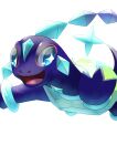  absurdres blue_eyes blue_skin bright_pupils colored_skin commentary_request crystal highres ki_no_maru no_humans open_mouth pokemon pokemon_(creature) pokemon_focus shell simple_background solo star-shaped_pupils star_(symbol) symbol-shaped_pupils terapagos terapagos_(normal) white_background white_pupils 