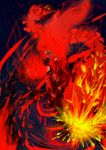  creature fire fujiwara_no_mokou hand_in_pocket highres looking_up mei_sou red sketch solo touhou 