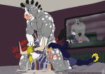  2023 abs anthro backwards_baseball_cap backwards_hat baseball_cap bed bedroom blue_body blue_eyes blue_fur bodily_fluids bovid bovine cattle clothing cum dated dominant duo equid equine excessive_cum excessive_genital_fluids fur furniture gagging genital_fluids grey_body grey_fur hat hat_grab headgear headwear hooves horn horse kick male male/male mammal markings mirror mirror_image muscular muscular_male nipples nude_male on_bed oral pink_nose purple_wall rough_oral rough_sex sex shaking smile spots spotted_body spotted_fur teeth text trembling url white_body white_fur whitecolt_productions yellow_baseball_cap 