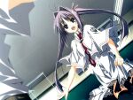  1boy 1girl 2000s_(style) angry antenna_hair blurry blurry_foreground capelet ceiling classroom clenched_hand collared_shirt cross cross_print crown_print dutch_angle from_below game_asset hair_intakes indoors kagome_(traumatize) kita_high_school_uniform_(subarashiki_hibi) long_hair looking_at_another mamiya_takuji multiple_girls necktie non-web_source official_art open_mouth out_of_frame print_capelet print_necktie red_necktie school_uniform self-datamine shirt subarashiki_hibi tile_ceiling tiles twintails v-shaped_eyebrows variant_set visual_novel_cg wakatsuki_kagami white_capelet white_shirt 
