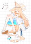  1girl absurdres alternate_costume animal_ear_fluff animal_ears aqua_nails bikini bird blonde_hair blue_archive bow bow_bikini bright_pupils choker commentary_request cross_halo detached_sleeves extra_ears feet flower forehead fox_ears fox_girl frilled_bikini frilled_choker frills full_body gradient_eyes hair_flower hair_ornament halo highres innertube long-tailed_tit long_hair long_sleeves looking_at_viewer multicolored_eyes nail_polish orange_eyes parted_bangs partial_commentary revision sandals seia_(blue_archive) simple_background sleeves_past_wrists solo sonn_er swim_ring swimsuit tail tail_bow tail_ornament thigh_strap tit_(bird) toenail_polish toenails toes white_background white_bikini white_bow white_choker white_pupils wide_sleeves yellow_bow yellow_eyes 