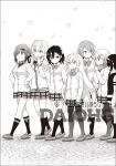  6+girls bow commentary_request falling_petals gabriel_dropout gabriel_tenma_white hair_ornament hairband jacket kurona_mei long_hair looking_at_another multiple_girls official_art petals raphiel_shiraha_ainsworth satanichia_kurumizawa_mcdowell school_uniform second-party_source shoes short_hair simple_background skirt socks standing tapris_chisaki_sugarbell ukami vignette_tsukinose_april walking watermark 