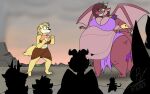 3_toes anthro antlers barefoot belly big_belly big_breasts bloated breasts canid canine canis claws clothed clothing curvy_figure deep_navel deer digital_media_(artwork) domestic_dog dragon dress duo feet female fingers fur green_eyes group hair hi_res horn huge_belly hyper hyper_belly jayme_universe macro mammal membrane_(anatomy) membranous_wings murid murine mythological_creature mythological_scalie mythology navel new_world_deer overweight rat red_body reindeer rodent scalie size_difference smile tail teeth thick_thighs toes topwear two_piece voluptuous voluptuous_anthro voluptuous_female wide_hips wings winter_(jayme_universe) yellow_body yellow_fur