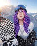  1girl 3d ai-assisted highres juno_(overwatch) lyashu overwatch self-upload snowboard solo 