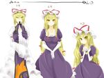  blonde_hair corocoma elbow_gloves gloves hat long_hair multiple_girls touhou white_gloves yakumo_yukari 