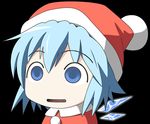  bushimushi cirno hat santa_hat short_hair solo touhou 