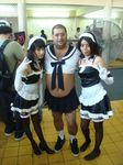  2girls backpack bag cosplay fan maid multiple_girls photo sailor 