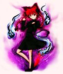  animal_ears braid cat_ears highres kaenbyou_rin kaiza_(rider000) long_hair parody red_eyes red_hair ribbon solo street_fighter street_fighter_iv_(series) style_parody tail touhou twin_braids twintails zombie_fairy 