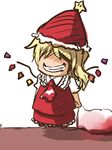  bad_id bad_pixiv_id blood chibi flandre_scarlet grin kamui0226 santa_costume sketch smile solo touhou 