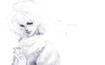  black_eyes blue_man empty_eyes face greyscale hands_clasped hat letty_whiterock monochrome own_hands_together scarf short_hair smile snow solo touhou white white_background 