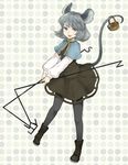  animal_ears basket grey_hair jewelry kemuma mouse mouse_ears mouse_tail nazrin pantyhose pendant red_eyes short_hair solo tail touhou 
