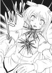  blood blood_spray comic greyscale highres injury monochrome reisen_udongein_inaba solo surprised takaku_toshihiko touhou translated 