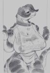 anthro apron apron_only areola areola_slip bethesda_softworks big_breasts breasts c3ilin cleavage clothed clothing collar curvy_female deathclaw fallout female front_view greyscale hi_res horn huge_breasts microsoft monochrome nipples non-mammal_breasts non-mammal_nipples reptile scalie solo standing thick_thighs voluptuous_anthro voluptuous_female