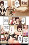  :d bad_id bad_pixiv_id black_hair blush breast_grab breasts brown_hair comic dead_or_alive dildo english grabbing hitomi_(doa) large_breasts lei_fang multiple_girls navel navel_cutout nipples open_mouth panties panties_aside pelvic_curtain pussy side_slit smile spread_pussy tongue underwear x-teal2 yuri 