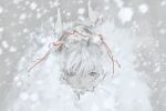  1other coat fur_coat grey_background highres mask nibiiro_(nibiirooo_) original pale_skin short_hair skull skull_mask snow solo white_hair winter 