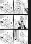  animal_ears backpack bag baseball_bat bunny_ears carrot child child_abuse closed_eyes comic covering_head dress greyscale head_bump highres long_hair medicine_melancholy monochrome multiple_girls nude reisen_udongein_inaba su-san syringe takaku_toshihiko touhou translated very_long_hair 