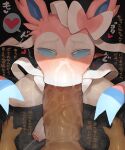 absurd_res blush dialogue duo eevee eeveelution feral fur generation_1_pokemon generation_6_pokemon genitals hi_res male nintendo oral oral_penetration penetration penile penile_penetration penis pink_body pink_fur pokemon pokemon_(species) sylveon syuro