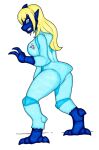  3_fingers 3_toes alternate_species anthro barefoot big_breasts big_butt blonde_hair blue_body blue_bodysuit blue_clothing blue_eyes blue_scales blue_skinsuit bodysuit breasts butt claws clenched_teeth clothed clothing digitigrade dragon eyelashes fangs feet female finger_claws fingers growth hair heel_claw horn huge_breasts ivanks long_hair looking_down metroid mid_transformation mythological_creature mythological_scalie mythology nintendo non-mammal_breasts pupils rear_view reptile samus_aran scales scalie side_view simple_background skinsuit slit_pupils snout solo space_dragon_(metroid) species_transformation spread_legs spreading standing tail tail_growth teeth tight_clothing toe_claws toes torn_clothing transformation transformation_through_technology white_background worried worried_look zero_suit 