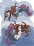  aerith_gainsborough air_bubble anus branzent breasts brown_hair bubble collarbone drill_hair ears final_fantasy final_fantasy_vii green_eyes long_hair monster_girl navel nipples nude open_mouth pussy red_eyes sidelocks small_breasts solo tadpole topless transformation underwater water 