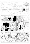  1boy 1girl alice_kei_(lemon-jiru) black_hair bowl comic cup dango eating food gloves greyscale haruno_sakura heart japanese_clothes kimono monochrome naruto naruto_(series) punching silent_comic skewer spoken_heart spoon sunglasses tray uchiha_sasuke wagashi white_background yukata yunomi 