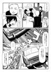  3boys a.hebmuller bad_id bad_pixiv_id car comic driving greyscale ground_vehicle monochrome motor_vehicle multiple_boys original taxi translation_request 