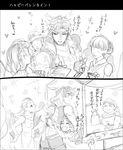  6+girls caesar_anthonio_zeppeli comic greyscale headband hyaku_chi jojo_no_kimyou_na_bouken joseph_joestar_(young) monochrome multiple_boys multiple_girls scarf translated valentine 