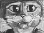  4:3 anthro clothing domestic_cat dreamworks felid feline felis fur hat headgear headwear humanoid male mammal monochrome onyx98 puss_in_boots_(character) puss_in_boots_(dreamworks) solo tongue whiskers 