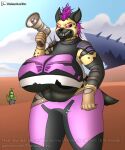  anthro belly big_breasts black_nipples breasts epic_games female fortnite glowing glowing_eyes hi_res huge_breasts hyena mammal nipples overweight palmarianfire peabody_(fortnite) ringmaster_scarr_(fortnite) solo teeth thick_thighs 