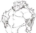  anthro asian_clothing belly biceps bulge canid canine clothing east_asian_clothing exe_exem fundoshi goemon_(tas) hair japanese_clothing lifewonders long_hair male mammal muscular muscular_arms overweight pecs ponytail raccoon_dog sketch solo tanuki tokyo_afterschool_summoners underwear 