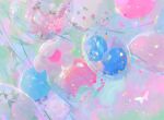 artist_name balloon bug butterfly chinese_commentary cloud commentary_request confetti flower_balloon green_sky ningmeng_manyou no_humans object_focus original outdoors sky sparkle sunset white_butterfly 