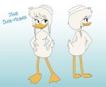  aged_up anatid anseriform anthro avian avian_butt barefoot bird braided_hair braided_pigtails breasts clothing disney duck duck_footed ducktales ducktales_(2017) feet female fluffy_breasts fluffy_chest hair hat hat_only headgear headgear_only headwear headwear_only hi_res june_duck model_sheet mostly_nude mr._blue_(artist) non-mammal_breasts nude small_breasts solo young_adult 