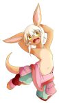  2020 ambiguous_gender anthro clothing colored digital_media_(artwork) flat_chested fur hair hi_res lagomorph made_in_abyss mammal nanachi narehate open_mouth repawn simple_background solo tail tongue whiskers white_background yellow_eyes 