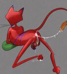 after_orgasm anthro anus backsack balls bodily_fluids cartoon_network courage_the_cowardly_dog cum cum_drip cum_in_ass cum_inside cum_on_penis cum_string dripping duo felid genital_fluids genitals half-erect hi_res illegaleel katz_(courage_the_cowardly_dog) male mammal penis perineum the_cajun_fox