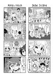  4koma ahoge bird bow colonel_aki comic dress fang glasses greyscale hair_bow koyano_ichigo long_hair midriff monochrome multiple_4koma multiple_girls nakamiya_mayu navel o_o ookami_riku original railing school_uniform short_hair short_shorts shorts tank_top tears translated very_long_hair zombie 