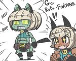  animal_ears bad_id bad_pixiv_id belt bob_cut breasts cat_ears collar english guilty_gear medium_breasts ms._fortune_(skullgirls) multiple_girls parody robo-fortune robot skullgirls tail underboob yuujin_(eugene) 