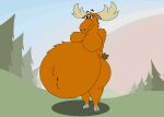  absurd_res anthro antlers becky_(johnny_bravo) belly belly_fur big_belly big_breasts breasts cartoon_network collaboration deer female forest forest_background fur hi_res hooves horn johnny_bravo_(series) mammal mandro22 moose nature nature_background navel navel_outline new_world_deer obese obese_anthro obese_female overweight overweight_anthro overweight_female plant presenting_belly presenting_body solo tail tree virus-20 warner_brothers 