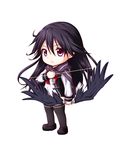  black_hair bow_(weapon) chibi kuena kuroki_rei long_hair national_shin_ooshima_school_uniform purple_eyes purple_hair scarf school_uniform solo thighhighs vividred_operation weapon 