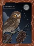  ambiguous_gender avian better_version_at_source bird brown_body brown_feathers bubsyart elf_owl feathers female_(lore) feral guardians_of_ga&#039;hoole gylfie hi_res moon night owl pinecone plant sky solo star tree true_owl yellow_eyes 