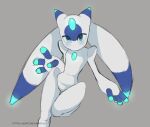 2024 2_horns action_pose ambiguous_gender ambiguous_humanoid biped blue_blush blue_body blue_eyes blue_horn blue_pseudo_hair blush blush_lines chest_gem featureless_chest featureless_crotch forehead_gem front_view gem grey_background hi_res horn humanoid lewdtime looking_at_viewer lunaris_(pal) mouthless multicolored_body multicolored_horn multicolored_pseudo_hair noseless not_furry on_one_leg pal_(species) palworld pocketpair pose pseudo_hair simple_background solo standing teal_body teal_gem teal_horn teal_pseudo_hair text twintails_(hairstyle) url white_body white_horn white_pseudo_hair