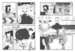  &gt;_&lt; ^_^ a_(aaaaaaaaaaw) alice_margatroid book capelet closed_eyes comic cookie crescent doll food greyscale hairband hat long_hair monochrome patchouli_knowledge shanghai_doll short_hair touhou translation_request 