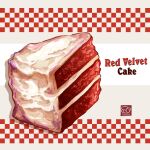  artist_logo artist_name cake cake_slice food food_focus food_name highres icing no_humans original red_velvet_cake yuki00yo 