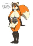  2024 absurd_res android anthro biped breasts canid canine dialogue english_text featureless_breasts female fluffy fluffy_tail fox herro hi_res looking_at_viewer machine mammal nuclear_reactor nude open_mouth paws robot simple_background solo speech_bubble standing tail text white_background 