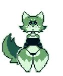 alpha_channel anthro bellsosu_(fursona) black_eyes canid canine canis challenge cheek_tuft clothed clothing digital_media_(artwork) facial_tuft female freckles fur green_body green_fur jewelry mammal markings necklace panties pixel_(artwork) sosu-the-blue-wolf tuft underwear white_body white_fur wolf