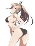  1girl breasts eydis_(sao) hand_on_own_hip long_hair looking_at_viewer looking_back medium_breasts puge red_eyes smile solo swimsuit sword_art_online white_background 