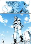  bubble caesar_anthonio_zeppeli cloud comic day ghost itaru_souga jojo_no_kimyou_na_bouken joseph_joestar_(young) monochrome multiple_boys sky spoilers tombstone 